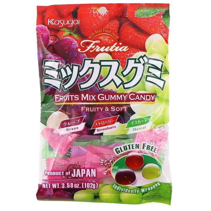 Global Bite Co - Wholesale Gummy - Kasugai Gummy Mix-Strawberry,Grape,Muscat 102g (Japan)1