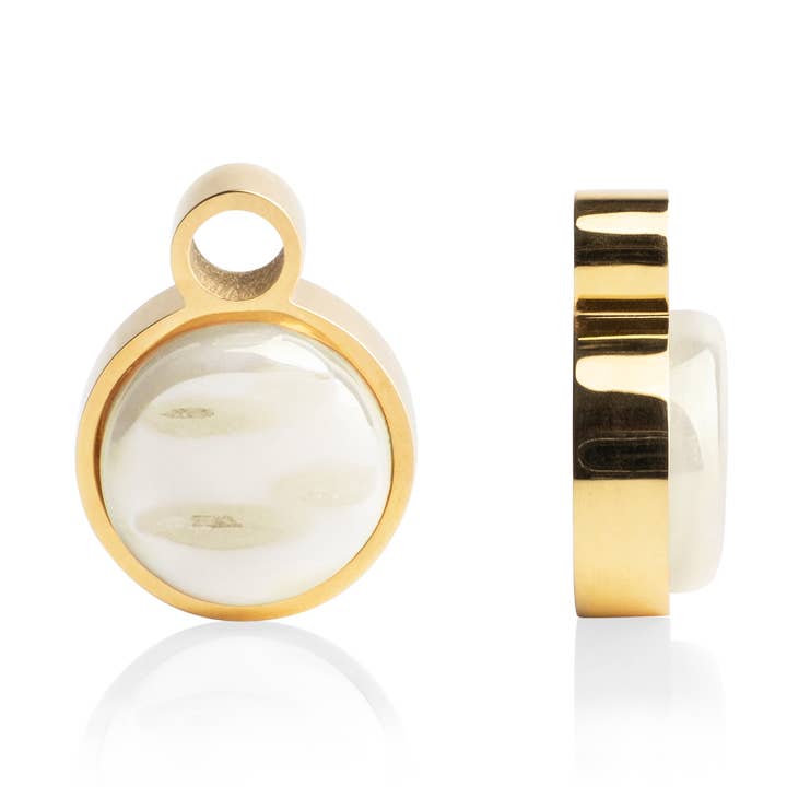 Hoop earrings • gold/pearl white for wholesale by ALEXASCHA