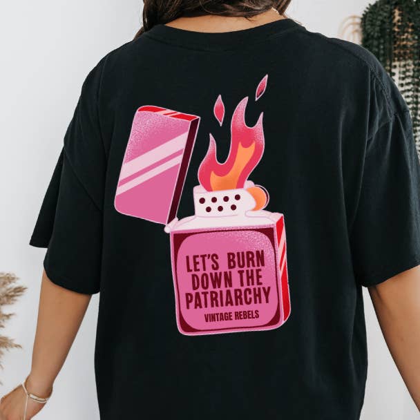 BURN THE PATRIARCHY GRAPHIC TEE for wholesale by Vintage Rebels