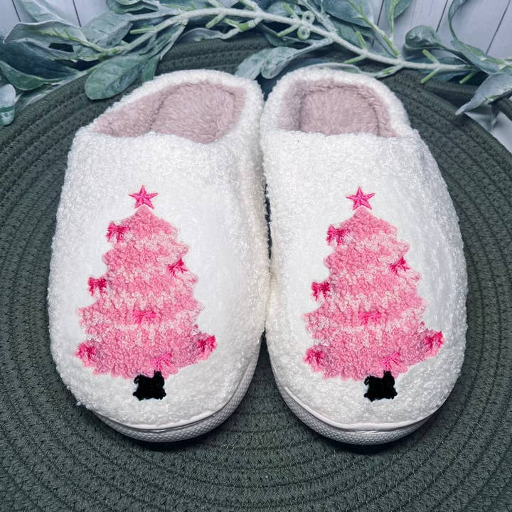 Zapatilla de Árbol de Navidad Rosa para venta al por mayor de Mint Print Shop & Co