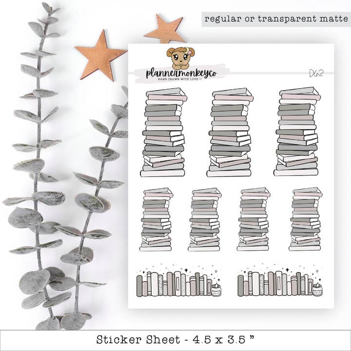 Cozy Romantic Reader Book Stack Doodles for wholesale by Plannermonkeyco