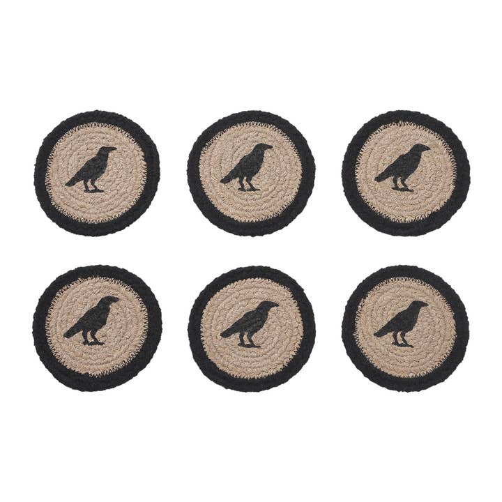 VHC Brands - Wholesale Coasters - Raven Harvest Autumn Stenciled Drink Coasters Durable Tabletop Protectors, Set of 6 for Fall Decor2