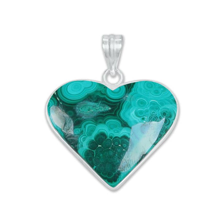 Handmade Jewels – Großhandel Individueller Charm/Anhänger – Malachit-Herzanhänger - Handgefertigt, Versilbert, Einfache Arbeiten, Großhandel Kristallschmuck5