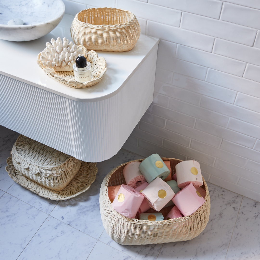 BEBE BASK® - Vendita all'ingrosso Cestino portaoggetti - Bambini e neonati - Set di 3 cestini in rattan Fauna con coperchio naturale5