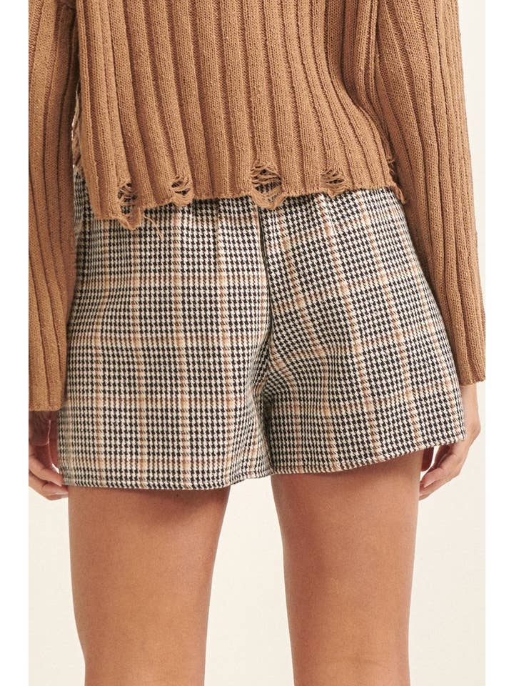 Promesa USA - Wholesale Skort - Women's - Houndstooth Wrap Decorative Button Skort