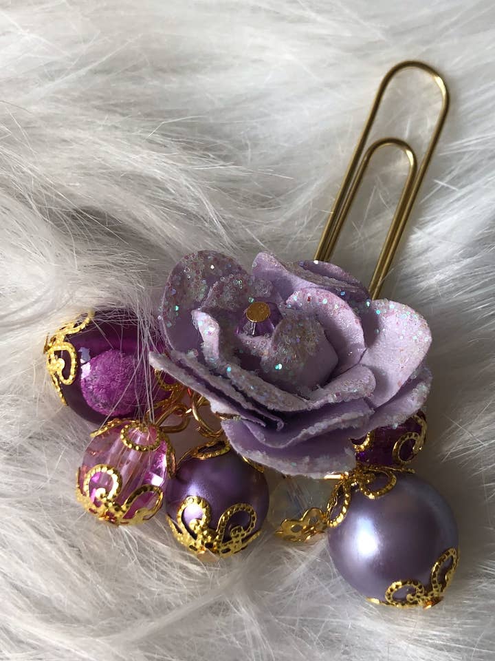 Rose collection paper clip purple for wholesale by Mimi Mira Creations