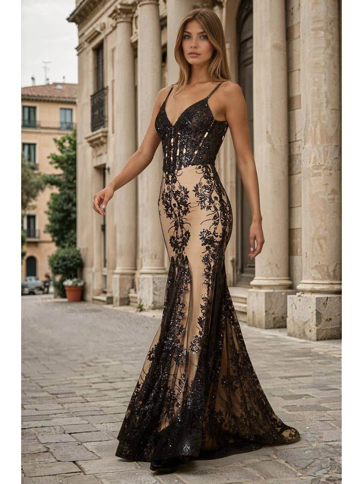 Kos Couture - Wholesale Dress - Women's - Fitted Corset Long Formal Prom Dress18