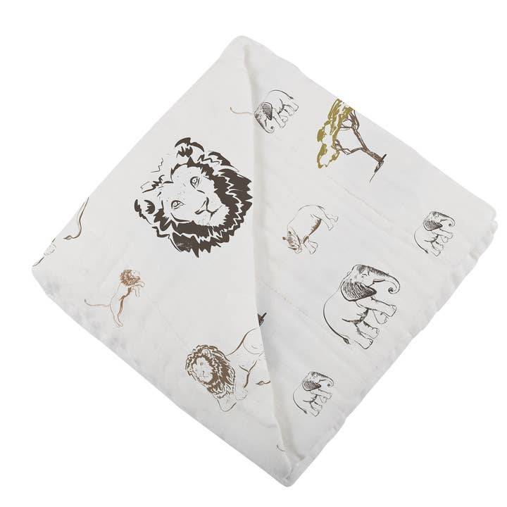 Newcastle Classics - Wholesale Bedding Blanket - Kids & Baby - Hear Me Roar Lion and Rhinos and Elephants Newcastle Blanket