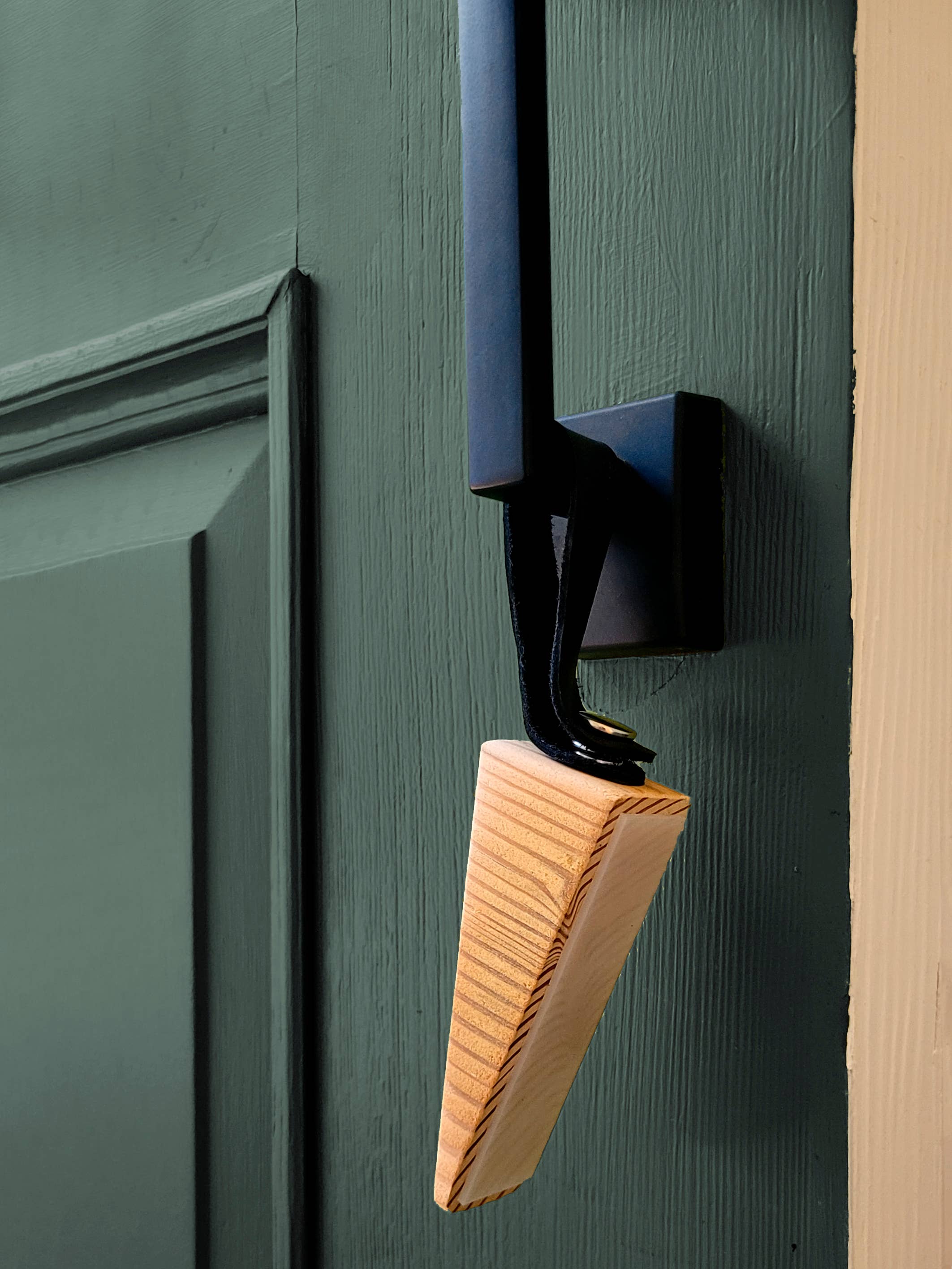 normal Behaviour - Wholesale Door Stop - Wooden Door Stop Wedge w/ leather hanging strap and antiskid4
