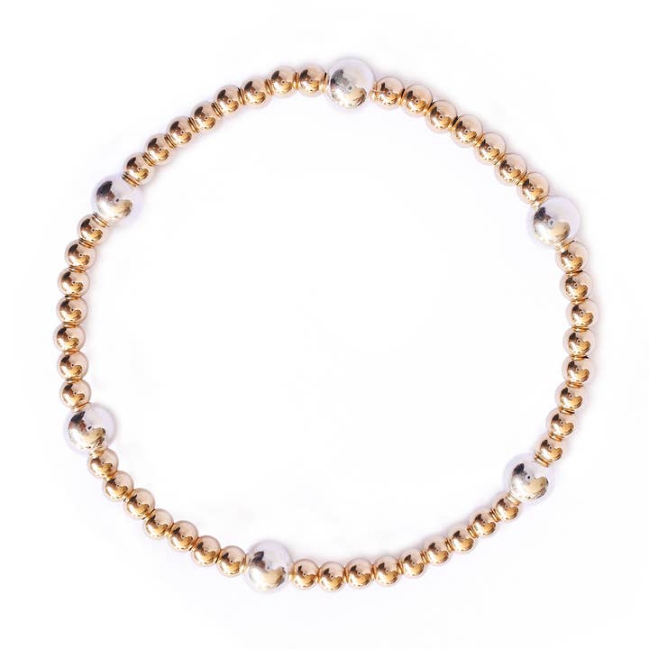 Gold with Silver Beaded Bracelet for wholesale by Callie Lee ®️