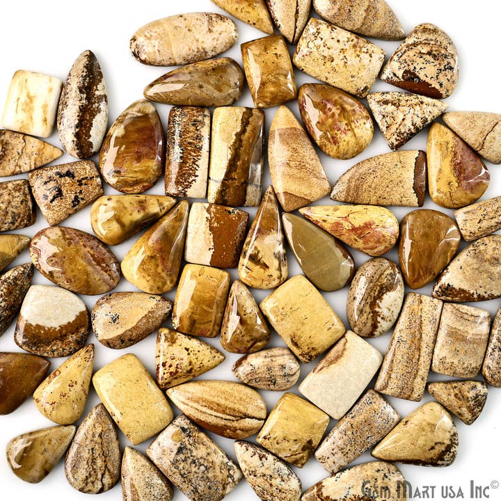 Billede Jasper Mix Cabochon March Birthstone ædelsten, 0.50-1inch for engroshandel hos GemMartUSA