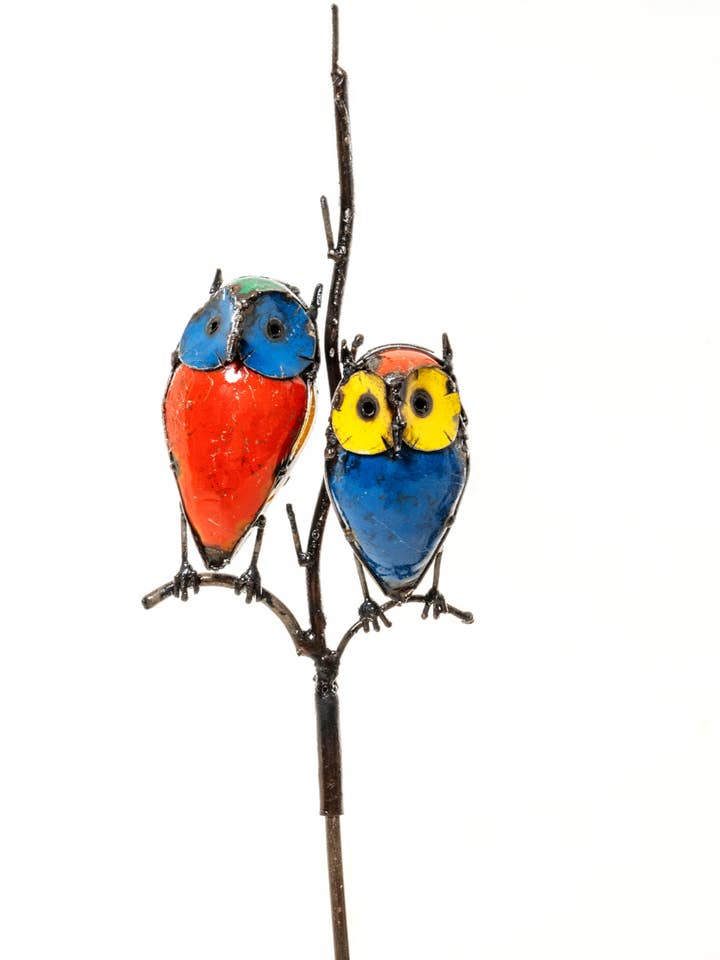 METALEN KLEURRIJKE PAARUIL OP STOKJE voor wholesale door Zimba-Arts