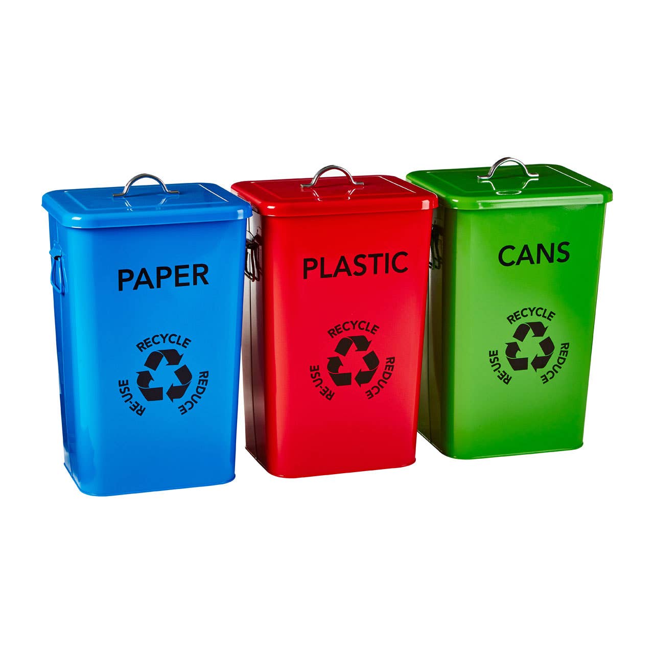 Interiors by Premier – wholesale Rubbish can/Rubbish bin – Set of 3 Recycle Logo Bins1