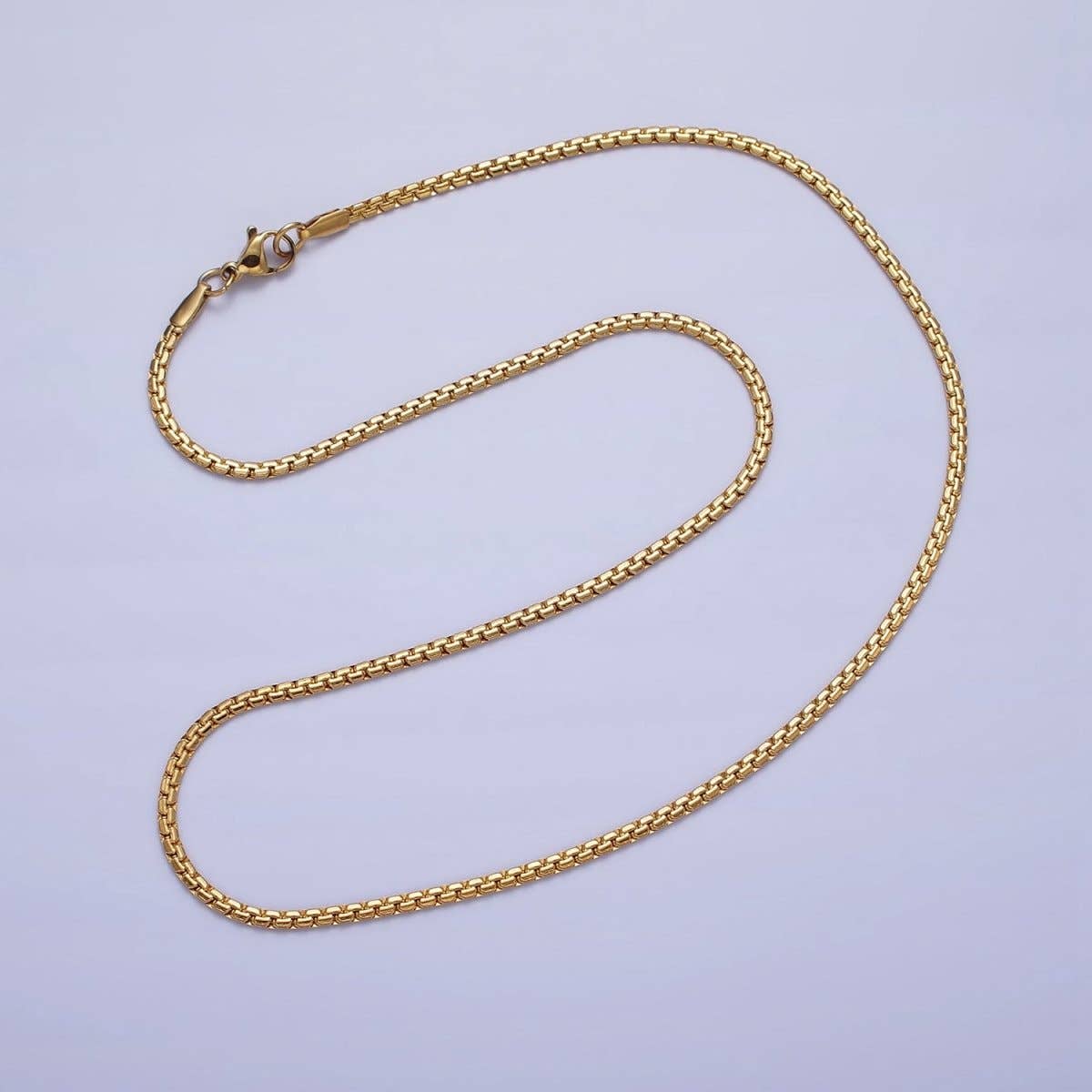 Aim Eternal - Wholesale Link & Chain Necklace - Stainless Steel Box Boston Chain Necklace 2mm Thick Gold Box Chain 17.7 inches, 19.6 inches for Jewelry Making | WA-1700 WA-1705 Clearance Pricing0
