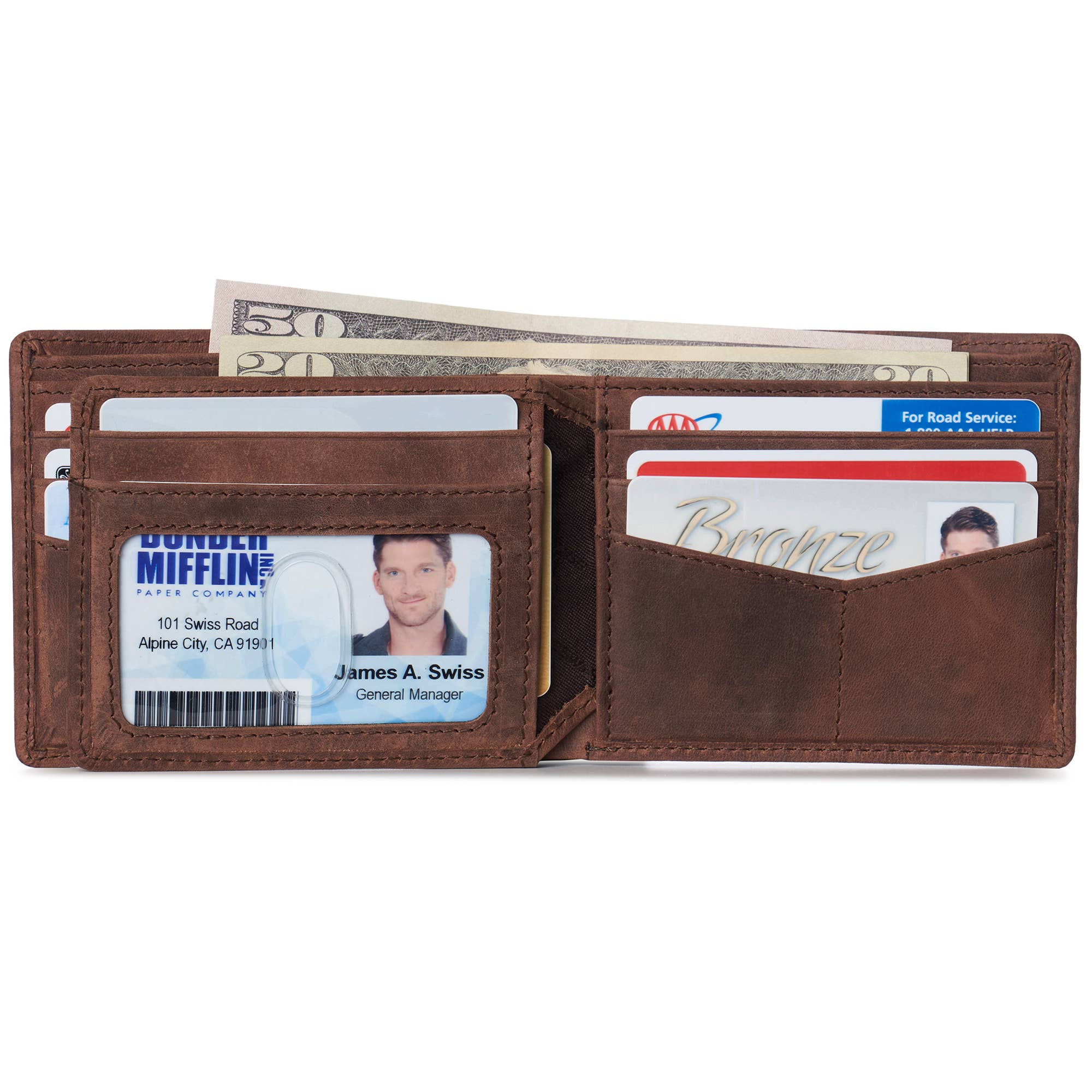 Alpine Swiss - Vente Portefeuille – homme - Alpine Swiss Commuter Portefeuille à deux volets RFID pour homme 2 fenêtres d'identification - Portefeuille 99234