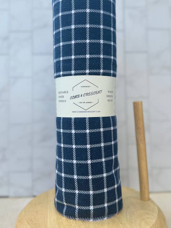 Marinblå fönsterruta återanvändbar pappershandduk för wholesale av Comb and Crescent