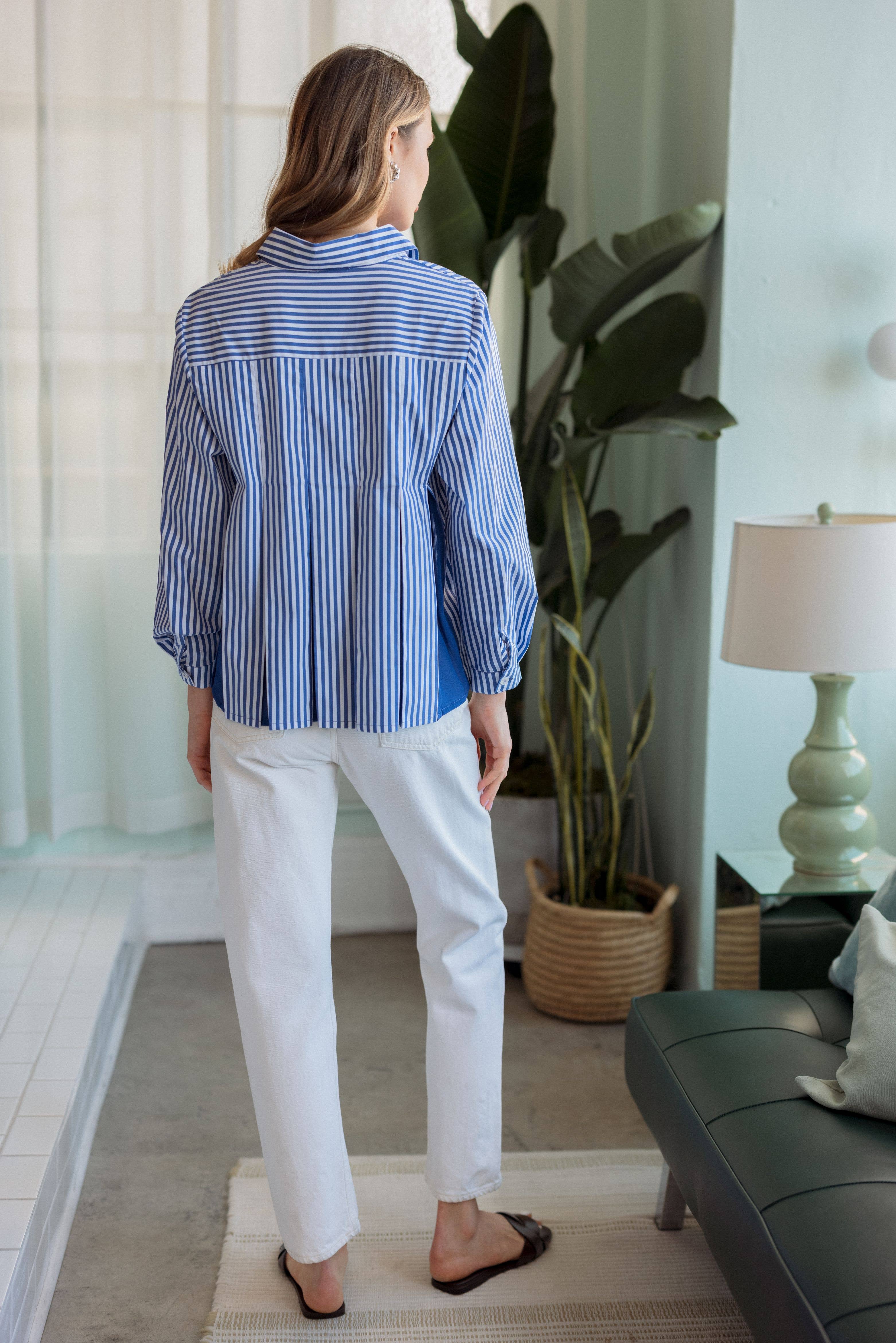 Joh Apparel - Wholesale Button Down Shirt - Women's - Jenn Shirt with Pleating Details2