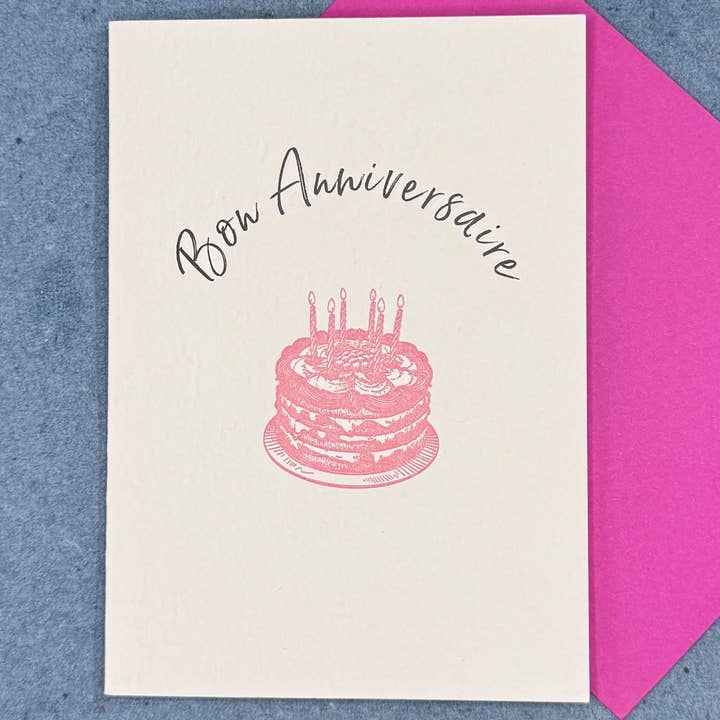 "BON ANNIVERSAIRE" BIRTHDAY CARD - LETTERPRESS PRINTED for wholesale by Black Dog Press
