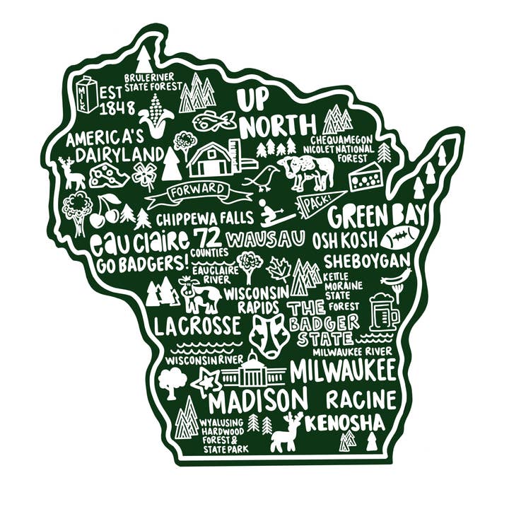 Whereabouts Shop - Wholesale Sticker - Wisconsin Map Sticker