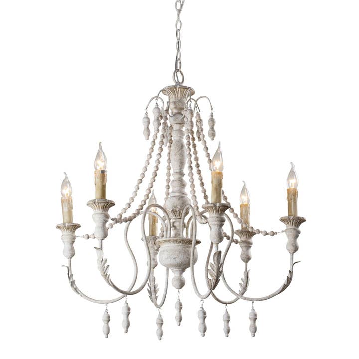 Brio Lighting - Wholesale Chandelier/Hanging Light - Lusteria Traditional Handmade 6-Light Wood White Chandelier8