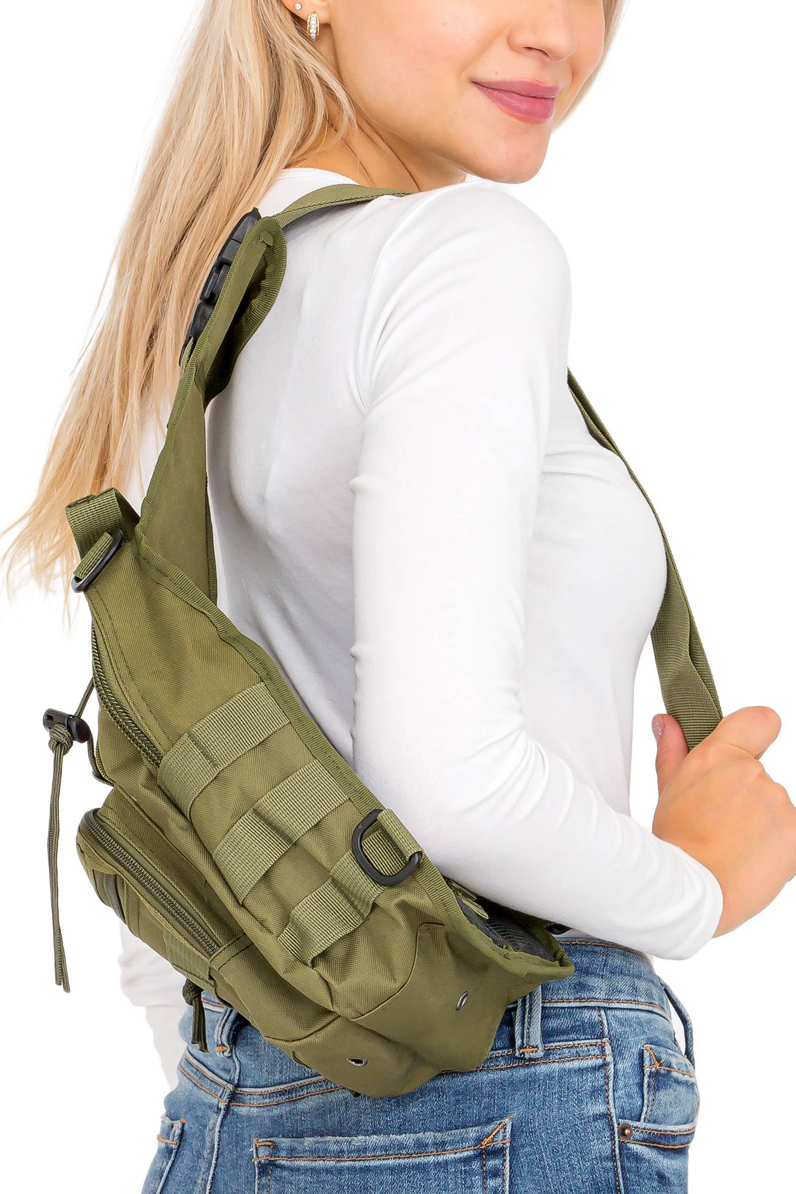 Cap Zone - Wholesale Crossbody Bag - Women's - Solid Tactical Utility Heavy Duty Durable Poly Sling Bag14
