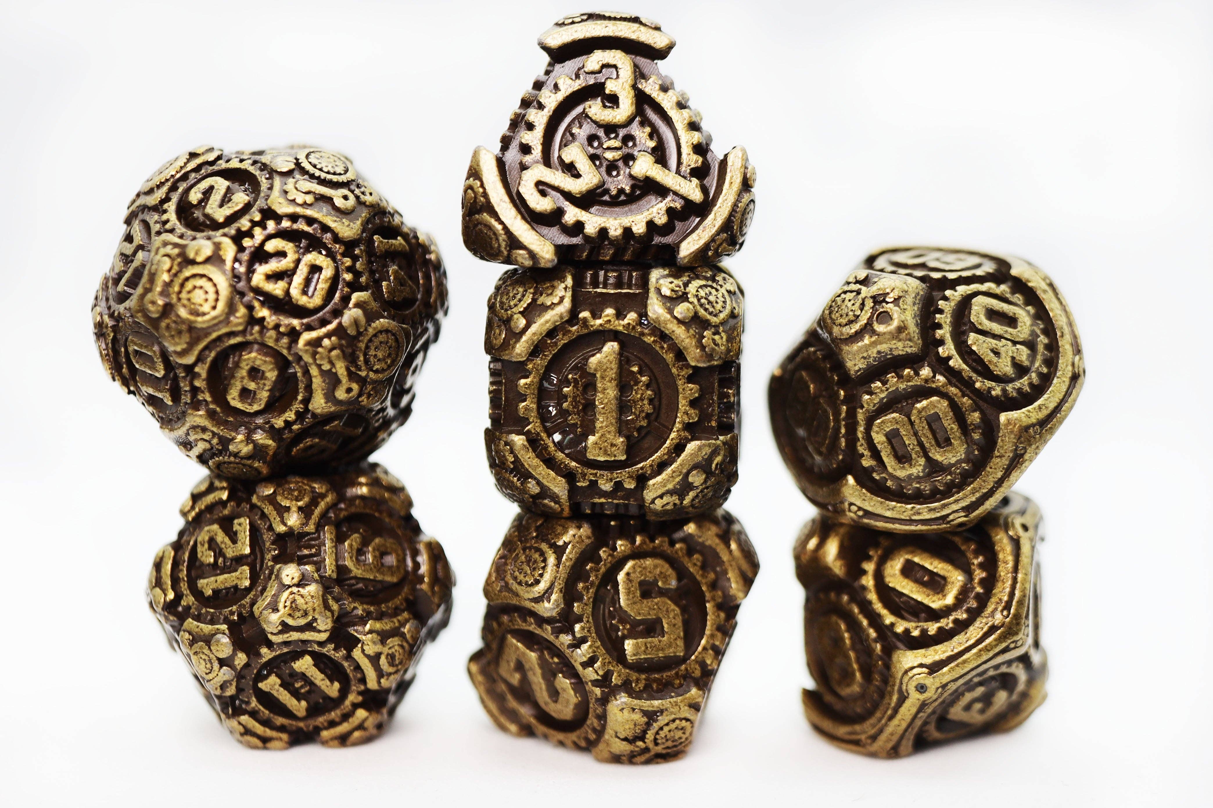 Foam Brain Games - Wholesale Dice - Airship Gears: Brazen Bulkhead - Metal RPG Dice Set4