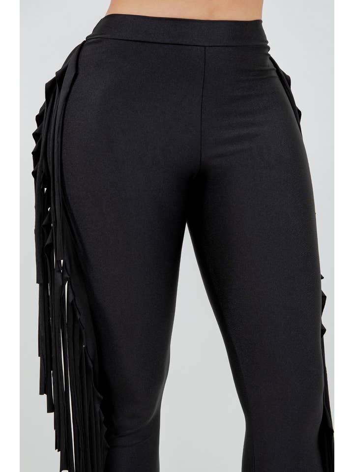 Uptown Apparel - Wholesale Pants - Women's - B11375 ICE SCUBA PANTS WITH SIDE FRINGE1