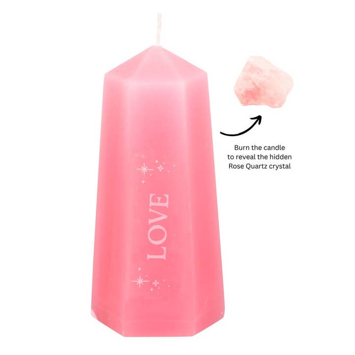 Something Different Wholesale - Wholesale Novelty Candle - Love Crystal Candle with Rough Rose Quartz
