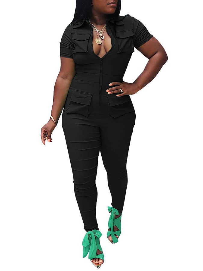 MB Fashion Wholesale - Wholesale Jumpsuit - Women's - MB FASHION ZIPPER POCKET JUMPSUITS 4 COLORS 8390LY8