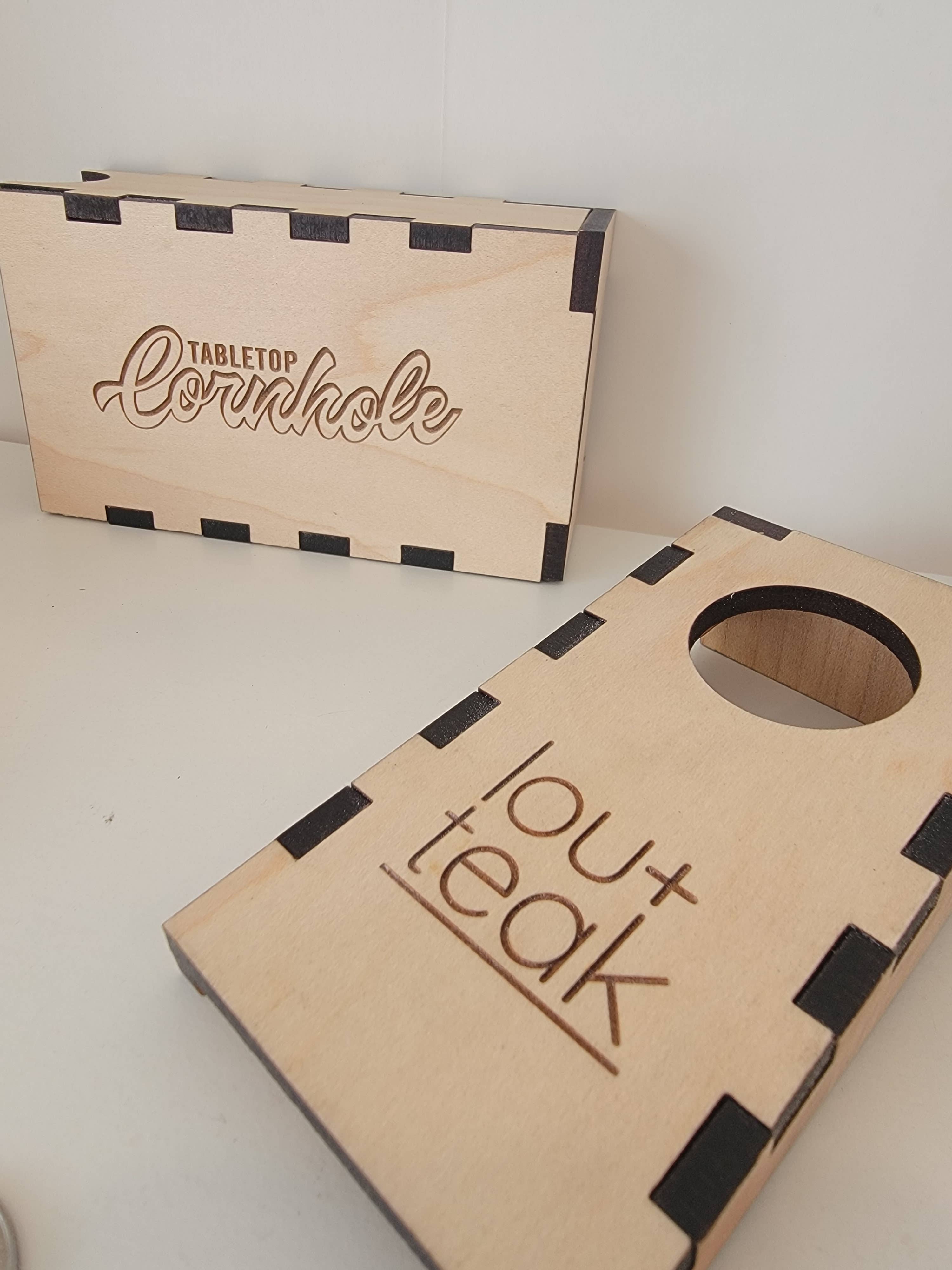 lou+teak - Wholesale Cornhole - Mini Desktop Cornhole | Laser Cut + Engrave | Hand Assembled1