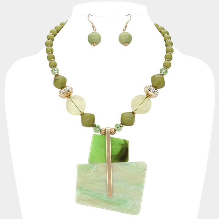 Sensibling Corp. - Wholesale Jewelry Set - Bold Acetate Abstract Statement Necklace