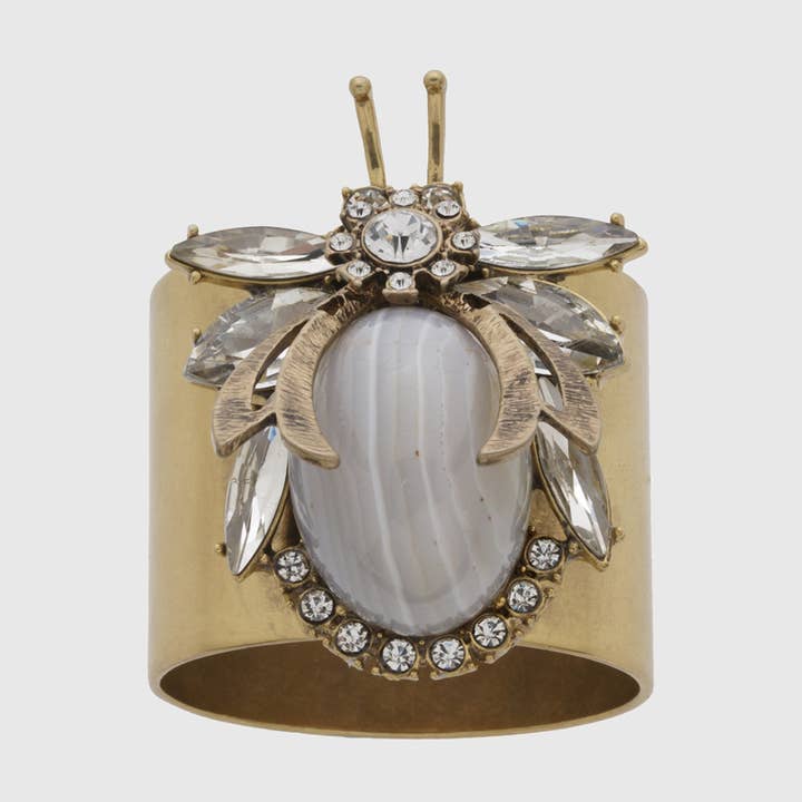 Anéis de guardanapo vintage, ágata cinza, conjunto de dois por atacado de Joanna Buchanan