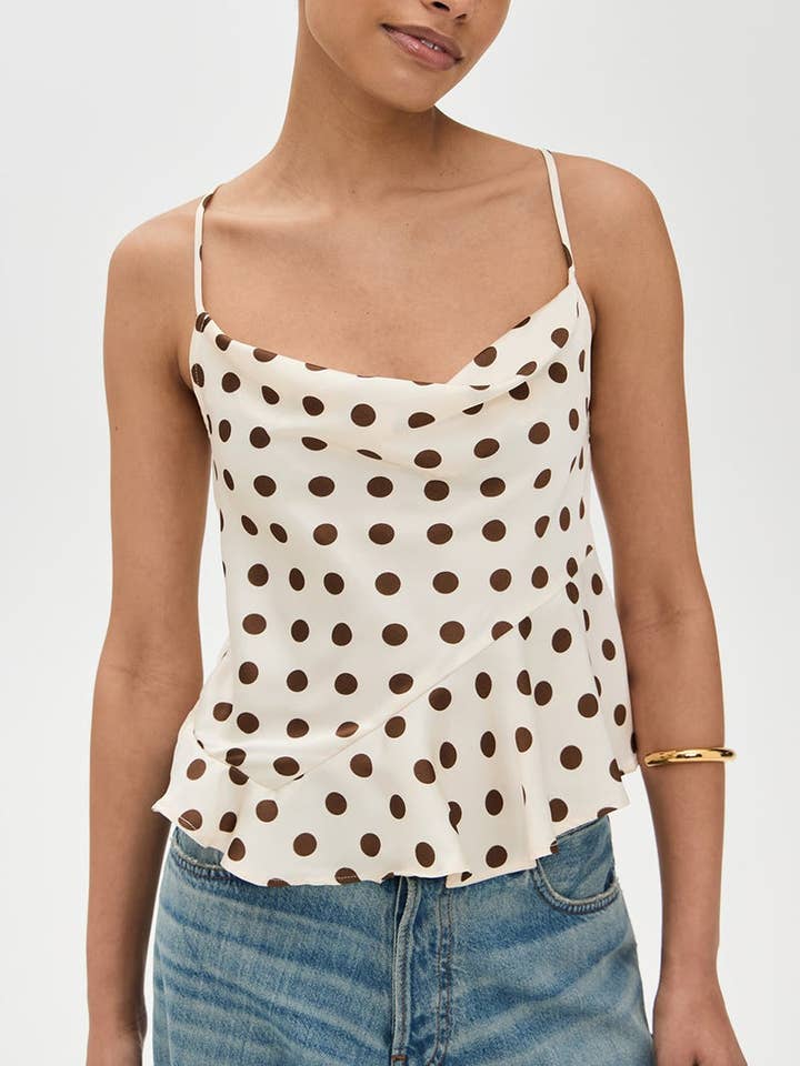 BEIGE Polka Dot Cami Top for wholesale on Faire0