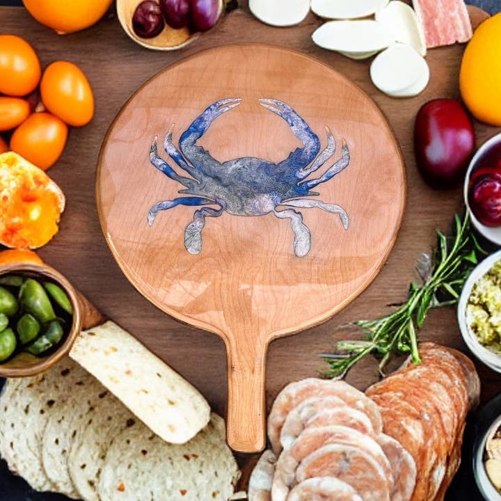 Crab Charcuterie Board/Carved for wholesale by Cape Maybee Company