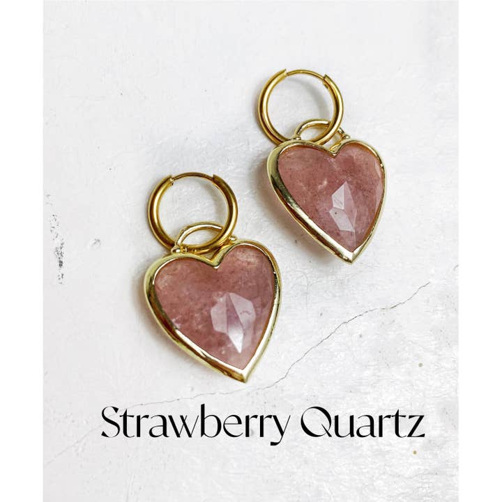 Black Lamb Design - Wholesale Huggie earrings - Natural Faceted Gemstone Heart Huggie Hoops3