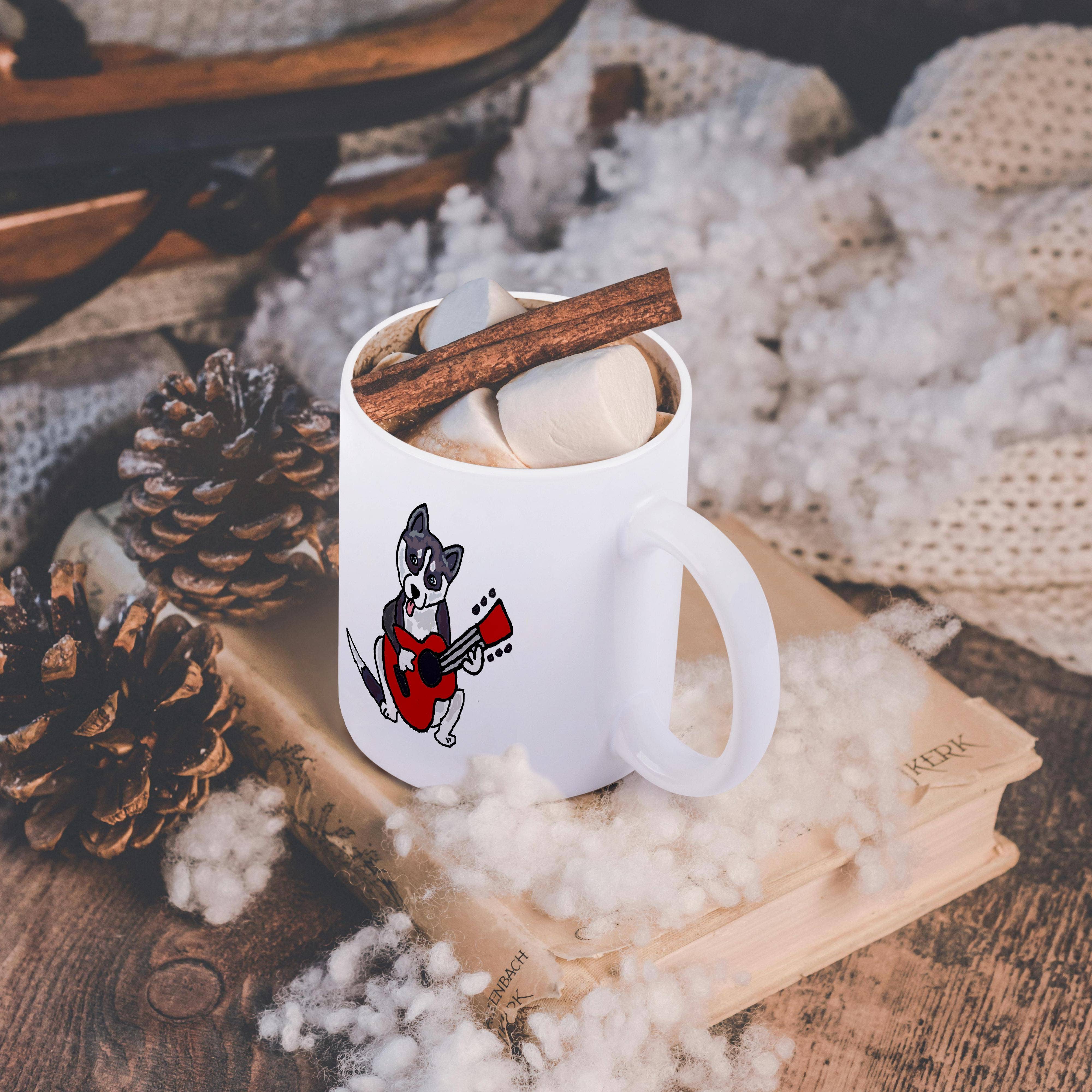 3dRose - Wholesale Koffiemok - 3dRose, Grappige Schattige Grijze Siberische Husky die Gitaar Speelt, Mok11