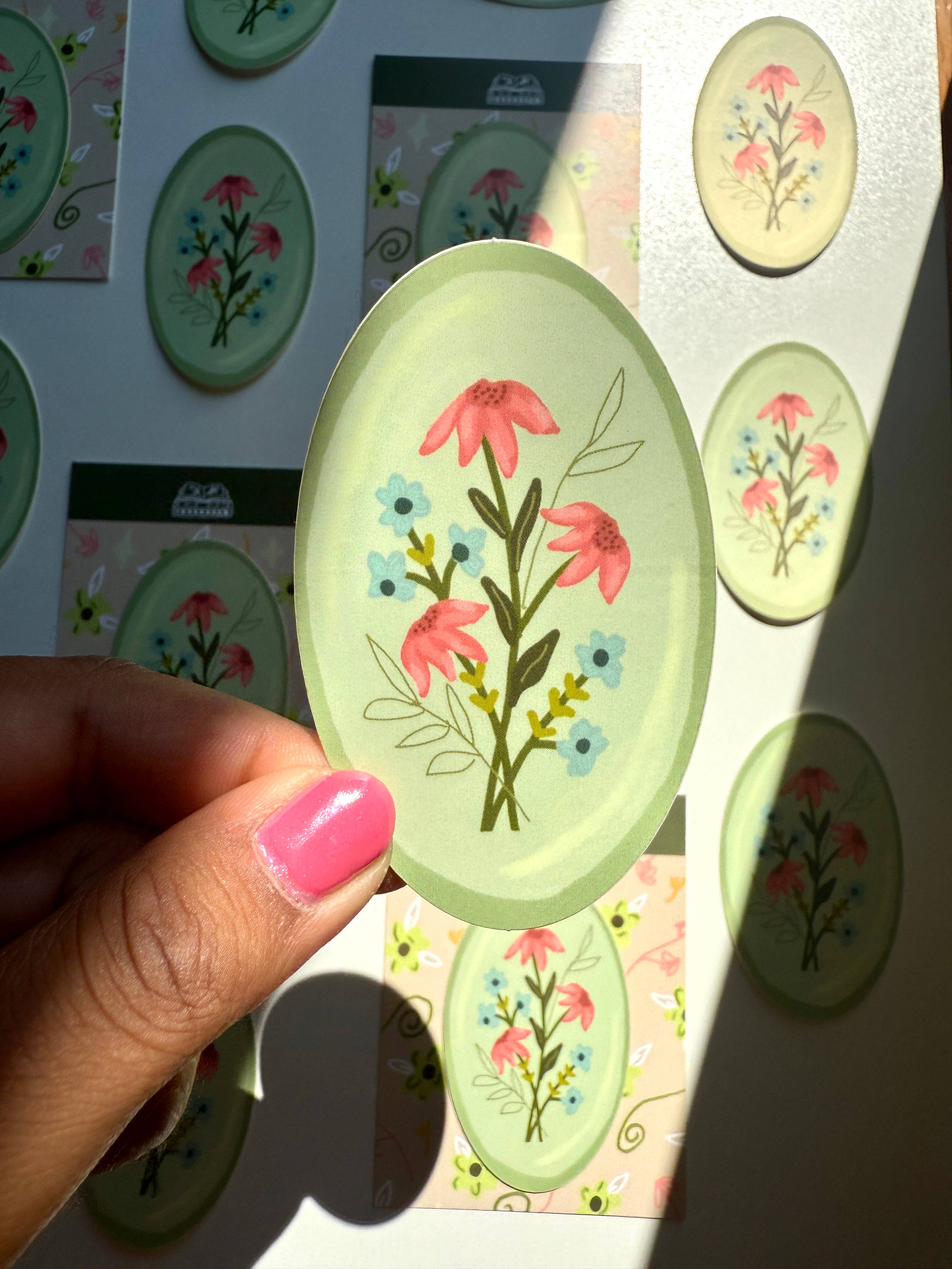 Into The Pages - Wholesale Sticker - Green Floral Vinyl Sticker, Whimsical 1.87x 3 in, Waterproof1