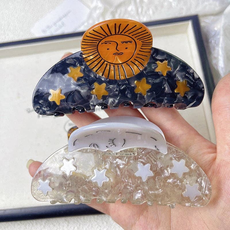 WEST AUSSIE SUPPLIES – Engroshandel Hårspænde - Dame – Hårklemme i acetat med sol- og månemotiv3