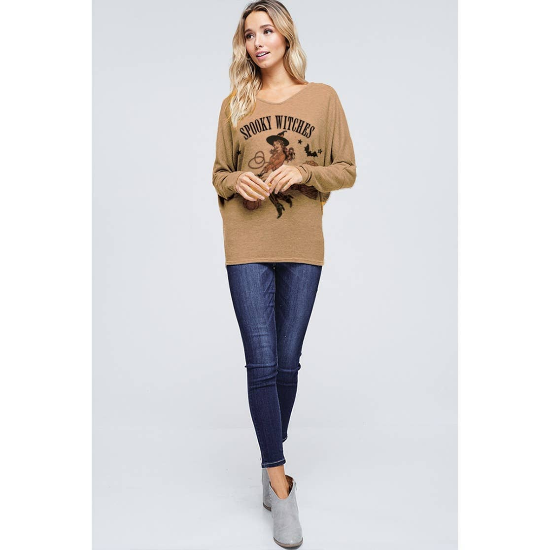 Phil Love - Venta al por mayor Camiseta serigrafiada - Mujer - Top con cordones en la espalda y estampado de brujas espeluznantes1