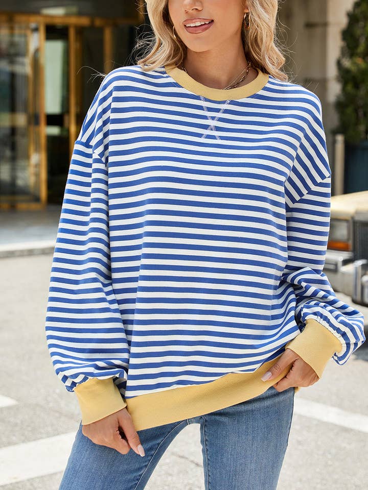 Lily Clothing - Wholesale Hoodie - Women's - CONTRASTING COLOR STRIPED LONG SLEEVE HOODIE11