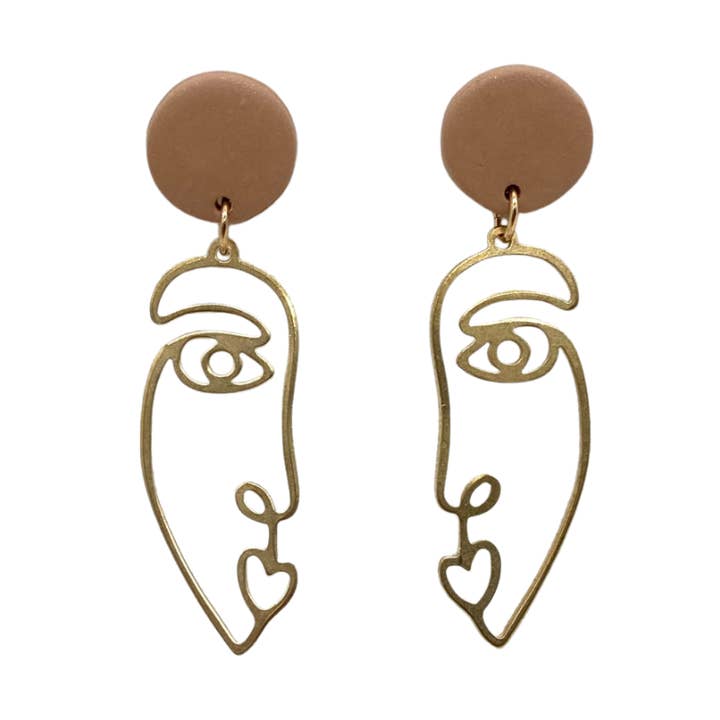 Abstract Face Clay Earrings for wholesale by & everlasting