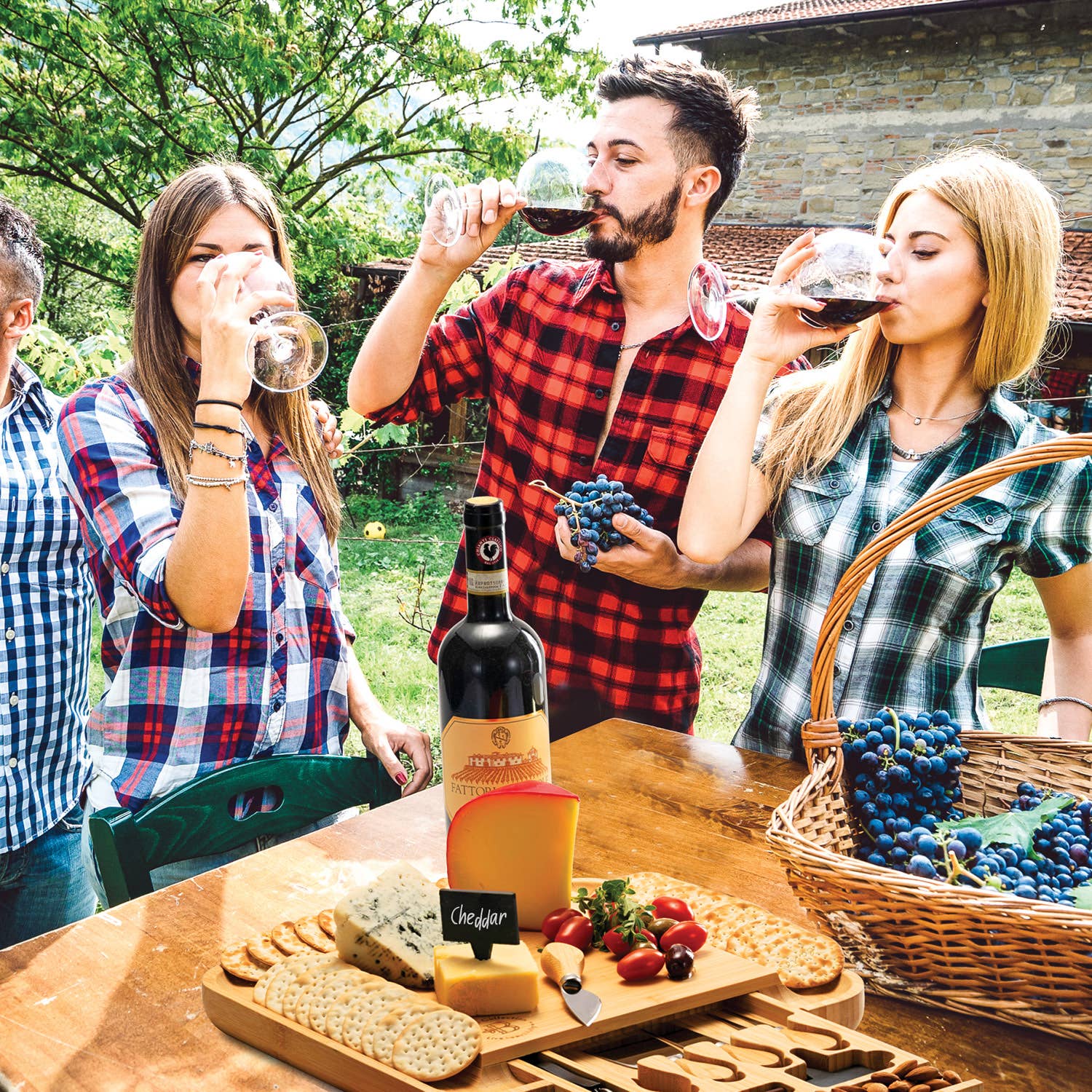 Bambusi – Großhandel Käsebrett – Bambus-Charcuterie- und Käsebrett-Set mit Besteckschublade4