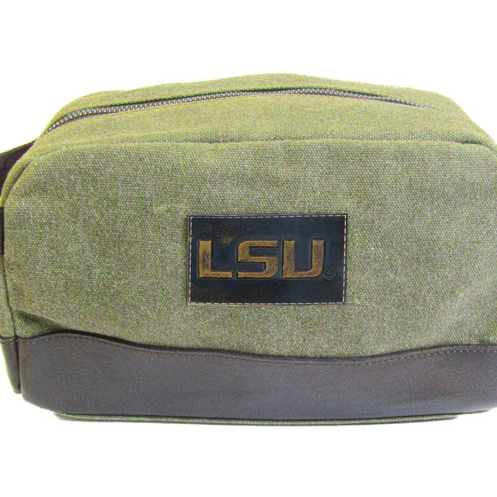 LSU Tigers Waxed Canvas Toiletry Dopp Bag for wholesale by Zep-Pro