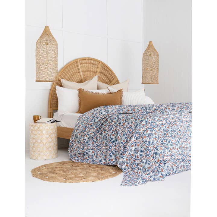 Kantha Quilt Indian Quilt Block Print Quilt Bedspread for wholesale by Linen Connections