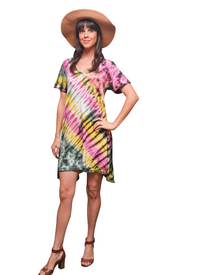 Sacred Threads - Wholesale Dress - Women's - Tie Dye Hippie Summer Dress