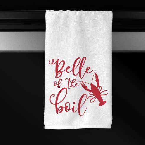 Funny Towel | Belle of the Boil | Crawfish Boil for wholesale by Sew Many Blessings LA
