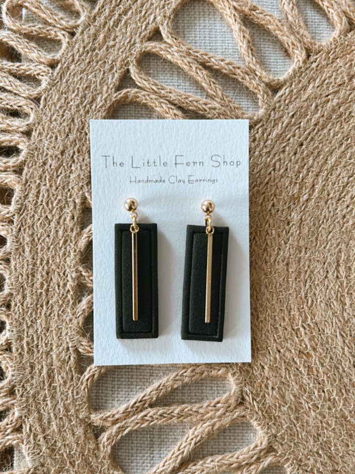 Textured black and gold dangles for wholesale by The Little Fern Shop