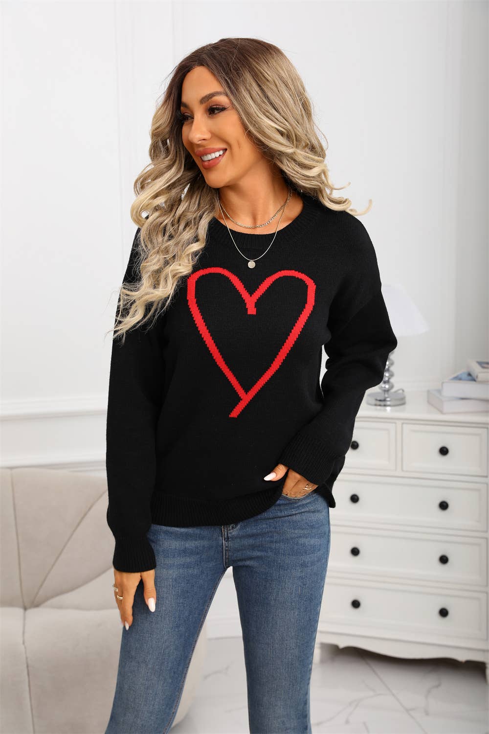 Hope & Sunshine - Wholesale Knit Sweater - Women's - Valentine's Heart Pullover Sweater74