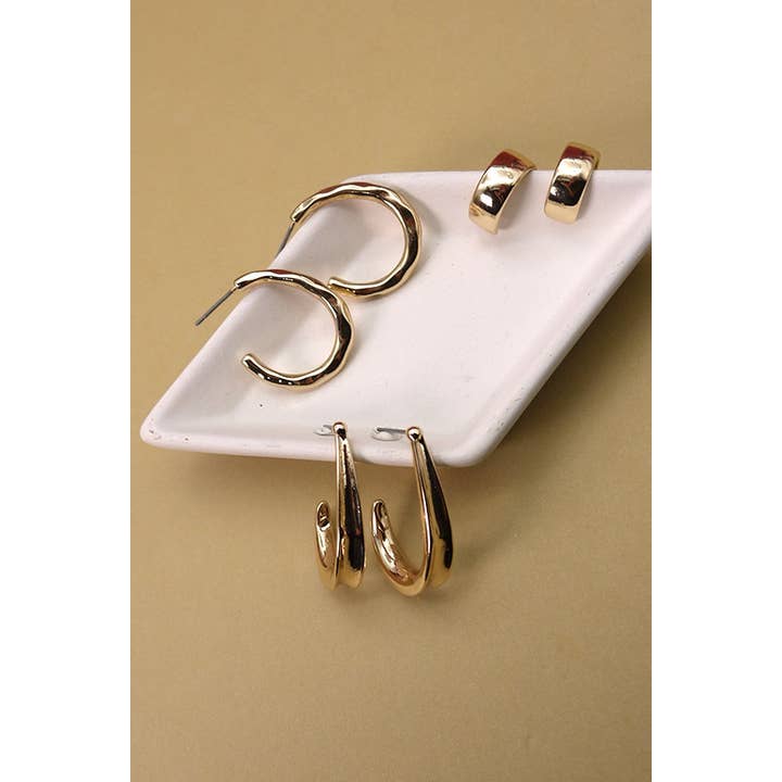 GOLD TRIO HOOP EARRING SET | 71E2208190 for wholesale on Faire