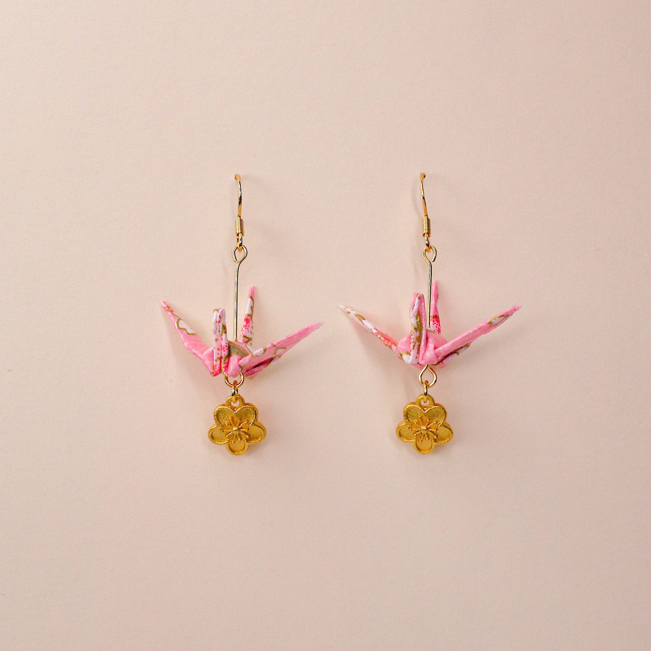 Kamyi.Art Origami Designs - Wholesale Dangle Earrings - [LOVE] Crane and Peach Blossom Earrings3